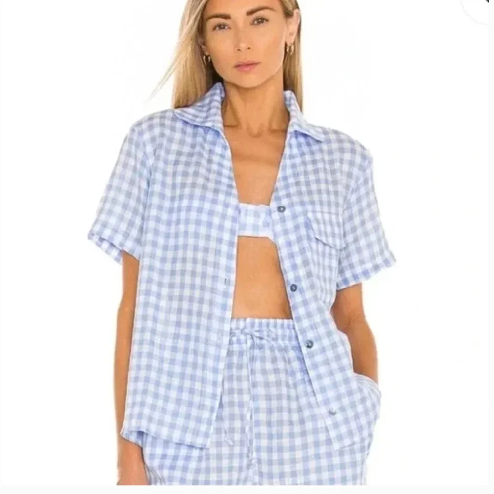 Frankie’s Bikini Lou Button Up Top and Lou High Waisted Gingham Shorts (Set) - Picture 2 of 7